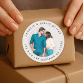 Rücksendeadresse Couple Foto Klassischer Rundaufkl Runder Aufkleber