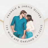 Rücksendeadresse Couple Foto Klassischer Rundaufkl Runder Aufkleber