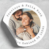 Rücksendeadresse Couple Foto Klassischer Rundaufkl Runder Aufkleber