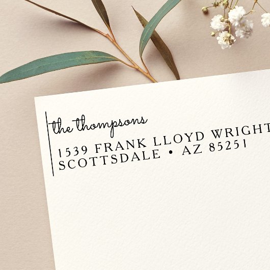 Rücksendeadresse Custom Elegante Script Hochzeit Permastempel