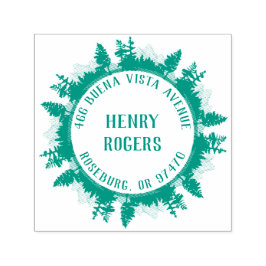 Rücksendeadresse der Berge und Waldbäume Permastempel