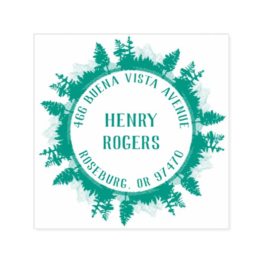 Rücksendeadresse der Berge und Waldbäume Permastempel (Design)