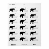 Rücksendeadresse der Black Elephant Silhouette Adressaufkleber (Vorne)