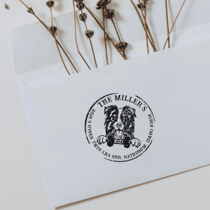 Rücksendeadresse der Border Collie Custom Gummistempel