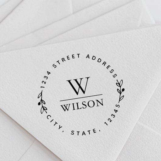 Rücksendeadresse der Circle Monogram Familienname Gummistempel