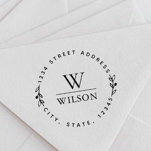 Rücksendeadresse der Circle Monogram Familienname Permastempel