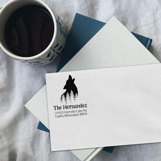 Rücksendeadresse der dekorierten Waldwolf Gummistempel