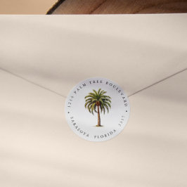 RÜCKSENDEADRESSE DER EXOTISCHEN TROPISCHEN PALMENI RUNDER AUFKLEBER