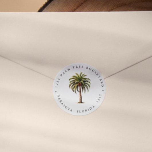 RÜCKSENDEADRESSE DER EXOTISCHEN TROPISCHEN PALMENI RUNDER AUFKLEBER