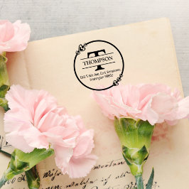 Rücksendeadresse der Familie mit Monogram, Gummistempel