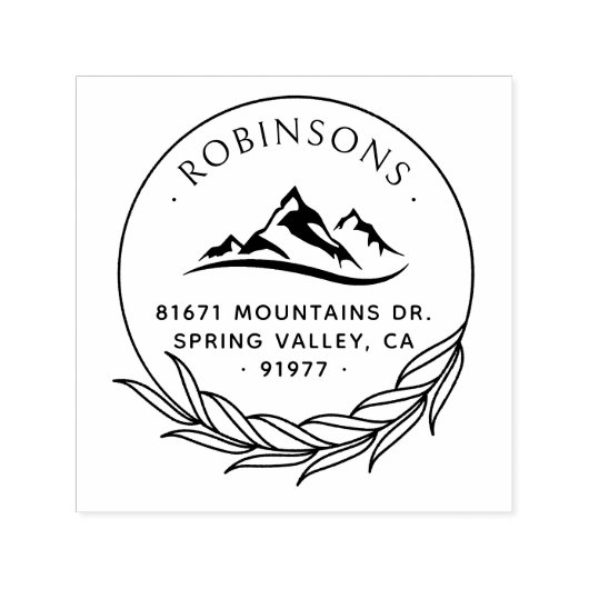 Rücksendeadresse der Gebirge Rustikale botanische Permastempel (Design)