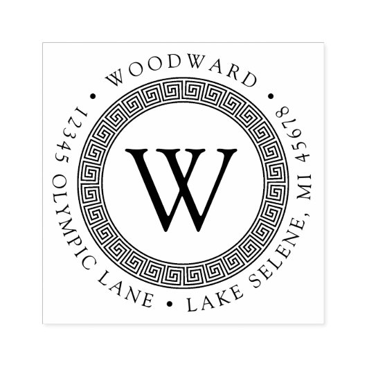 Rücksendeadresse der griechischen Monogrammrunde Gummistempel (Prägung)