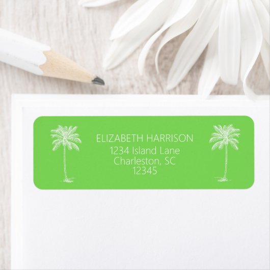 Rücksendeadresse der grünen und weißen Palmen (Insitu)