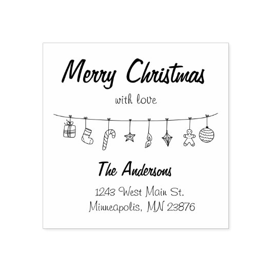 Rücksendeadresse der handgezeichneten Weihnachtsde Gummistempel (Prägung)