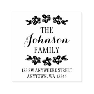 Rücksendeadresse der handgezogenen Blume Permastempel