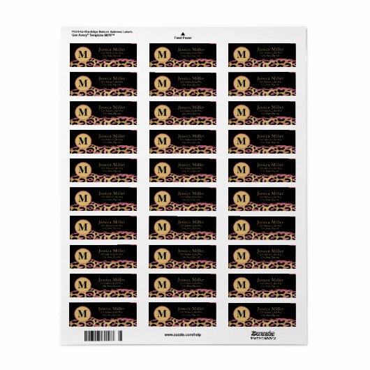 Rücksendeadresse der rosa Geparden (Vorne)