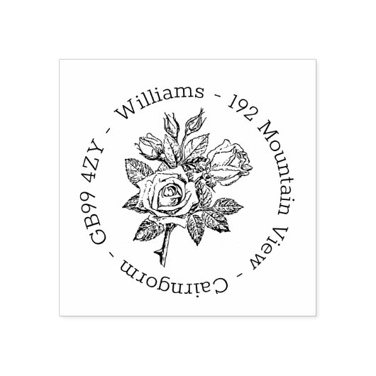Rücksendeadresse der Vintagen Rose Gummistempel (Prägung)