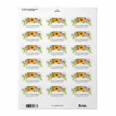 Rücksendeadresse der Wasserfarben Sonnenblumen Adressaufkleber (Vorne)