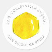 Rücksendeadresse der Watercolor Honeycomb Bee Runder Aufkleber (Vorderseite)