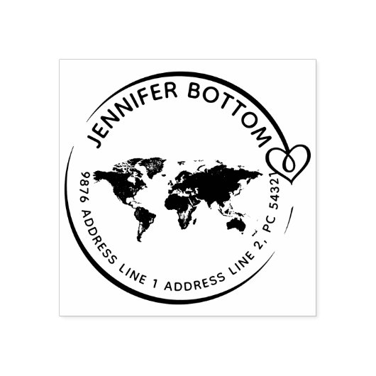 Rücksendeadresse der Weltkarte Gummistempel (Prägung)