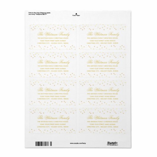 Rücksendeadresse der White Gold Family Stars (Vorne)