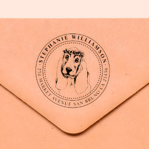 Rücksendeadresse des Basset Hound Dog Illustration Gummistempel