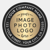 Rücksendeadresse des Farbverlaufs in Schwarz und G Runder Aufkleber (Vorderseite)