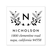 Rücksendeadresse des Holiday Foliage Monogram Permastempel (Design)