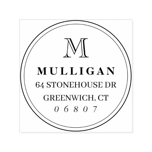 Rücksendeadresse des klassischen Round Monogram Permastempel (Design)