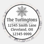 Rücksendeadresse des Weihnachtsdorfes Runder Aufkleber (Vorderseite)