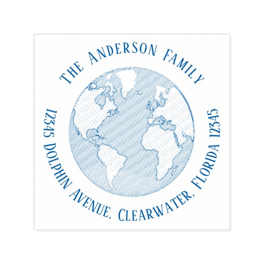 Rücksendeadresse Earth Globe Einfach Minimalistisc Permastempel (Design)