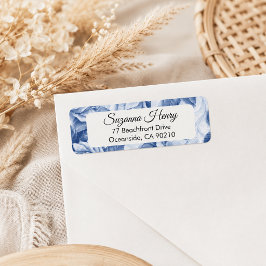 Rücksendeadresse _elegante Handschrift BLAUE ROSE