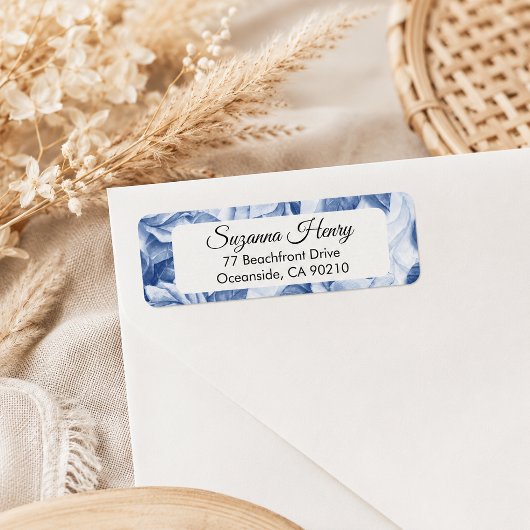 Rücksendeadresse _elegante Handschrift BLAUE ROSE