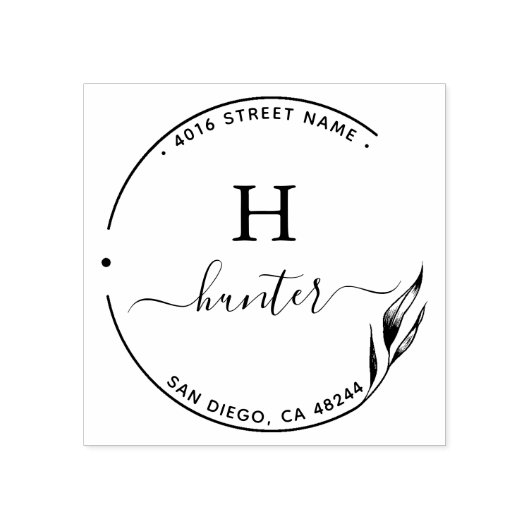 Rücksendeadresse Elegantes Monogramm Minimalistisc Gummistempel (Prägung)