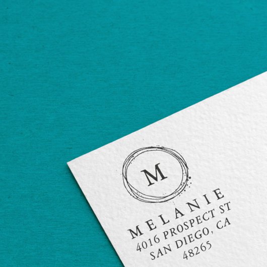 Rücksendeadresse Elegantes Monogramm Minimalistisc Gummistempel