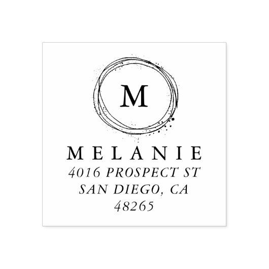 Rücksendeadresse Elegantes Monogramm Minimalistisc Gummistempel (Prägung)