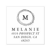 Rücksendeadresse Elegantes Monogramm Minimalistisc Permastempel (Design)