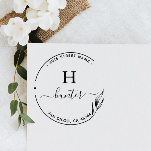 Rücksendeadresse Elegantes Monogramm Minimalistisc Permastempel