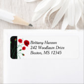 Rücksendeadresse-Etikett 2| Rote Poppies | Schwarz (Insitu)