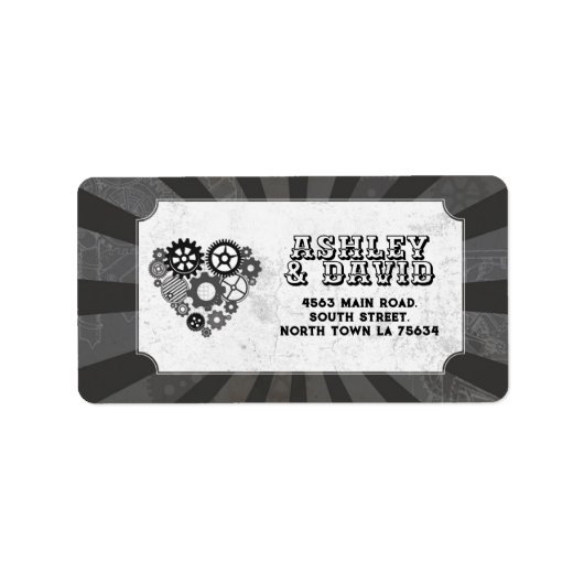 Rücksendeadresse Etikett Hochzeit Steampunk Hochze Adressaufkleber (Vorne)