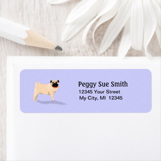 Rücksendeadresse-Etikett - Mops-Hund - hellblau (Insitu)