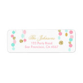Rücksendeadresse Etikett Rosa Minze Gold Glitzer (Vorne)