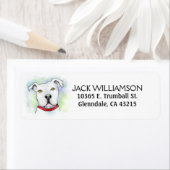 Rücksendeadresse Etikett - Weißer Pit Bullkopf (Insitu)