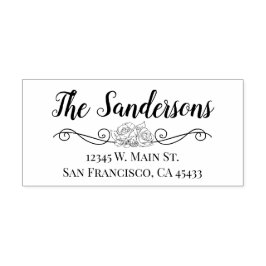 Rücksendeadresse Familienname Blumenschrift Rose Gummistempel