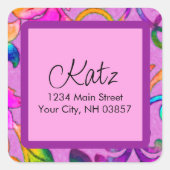 Rücksendeadresse Farbe Damaske Rosa Quadratischer Aufkleber (Vorderseite)