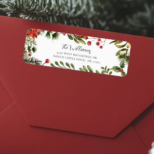 Rücksendeadresse Floral Poinsettia Greenery