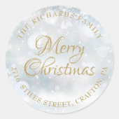 Rücksendeadresse Frohe Weihnachten Winter Frost Runder Aufkleber (Vorderseite)