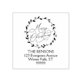 Rücksendeadresse Frohe Weihnachtskalligrafie Wreat Gummistempel (Prägung)