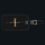 Rücksendeadresse für Anfangsbuchstaben Schwarz Gepäckanhänger<br><div class="desc">Erstellen Sie Ihre ganz eigene benutzerdefinierte und personalisierte Monogram Initial Script Name Rücksendeadresse Black Luggage Tag vollständig, indem Sie oben auf die Schaltfläche "Personalisieren" klicken. Verwenden Sie die Schaltfläche "Anpassen", um den Stil und die Platzierung des Texts weiter zu ordnen und zu formatieren. Kann leicht für andere besondere Veranstaltungen wie...</div>