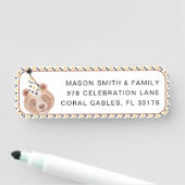 Rücksendeadresse für Bären - "Party Animal" Namensschild (Beispiel)